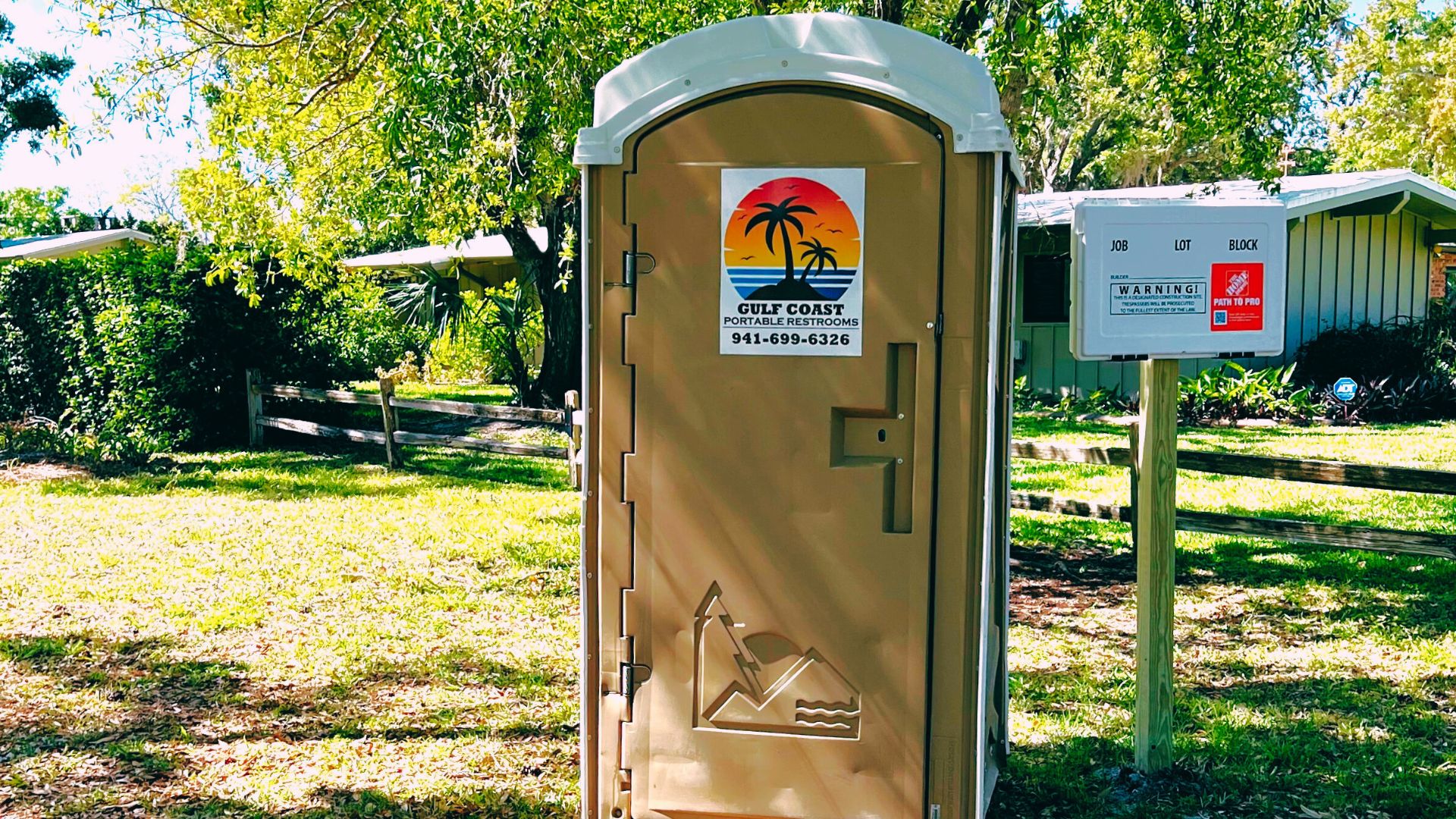 portable toilet at a construction site in collier county florida
